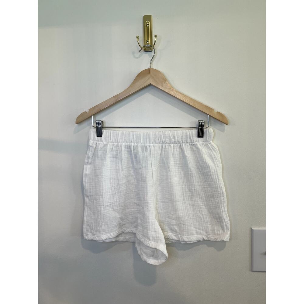 Forbidden Society White Gauze Cotton Shorts Relaxed Beachy Lounge Medium